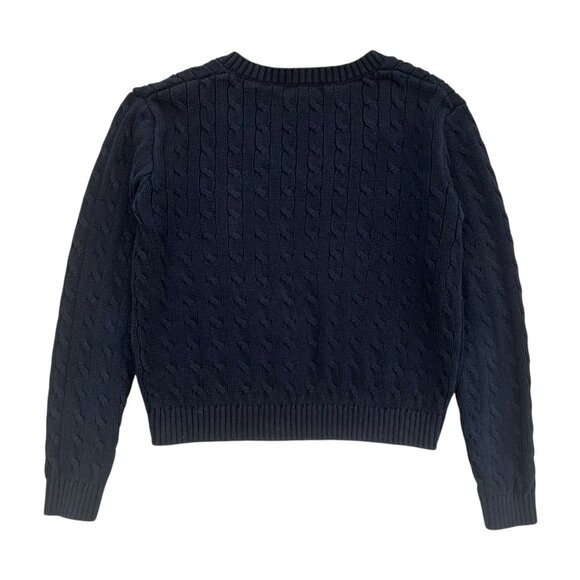 Brandy Melville Cable Knit Vneck Sweater Navy One Size Preppy Fisherman Academia - Picture 2 of 8